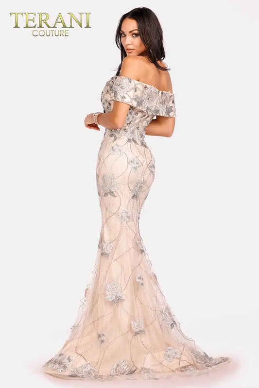 TERANI COUTURE - 231GL0416 - Off-Shoulder Gown