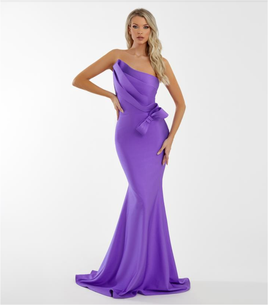 Nicole Bakti - 7082 - Strapless Asymmetrical Neckline Evening Dress