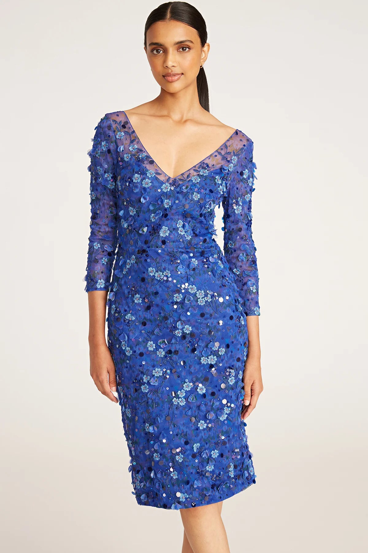 THEIA - 8819419 - ELODIE V NECK BEADED DRESS