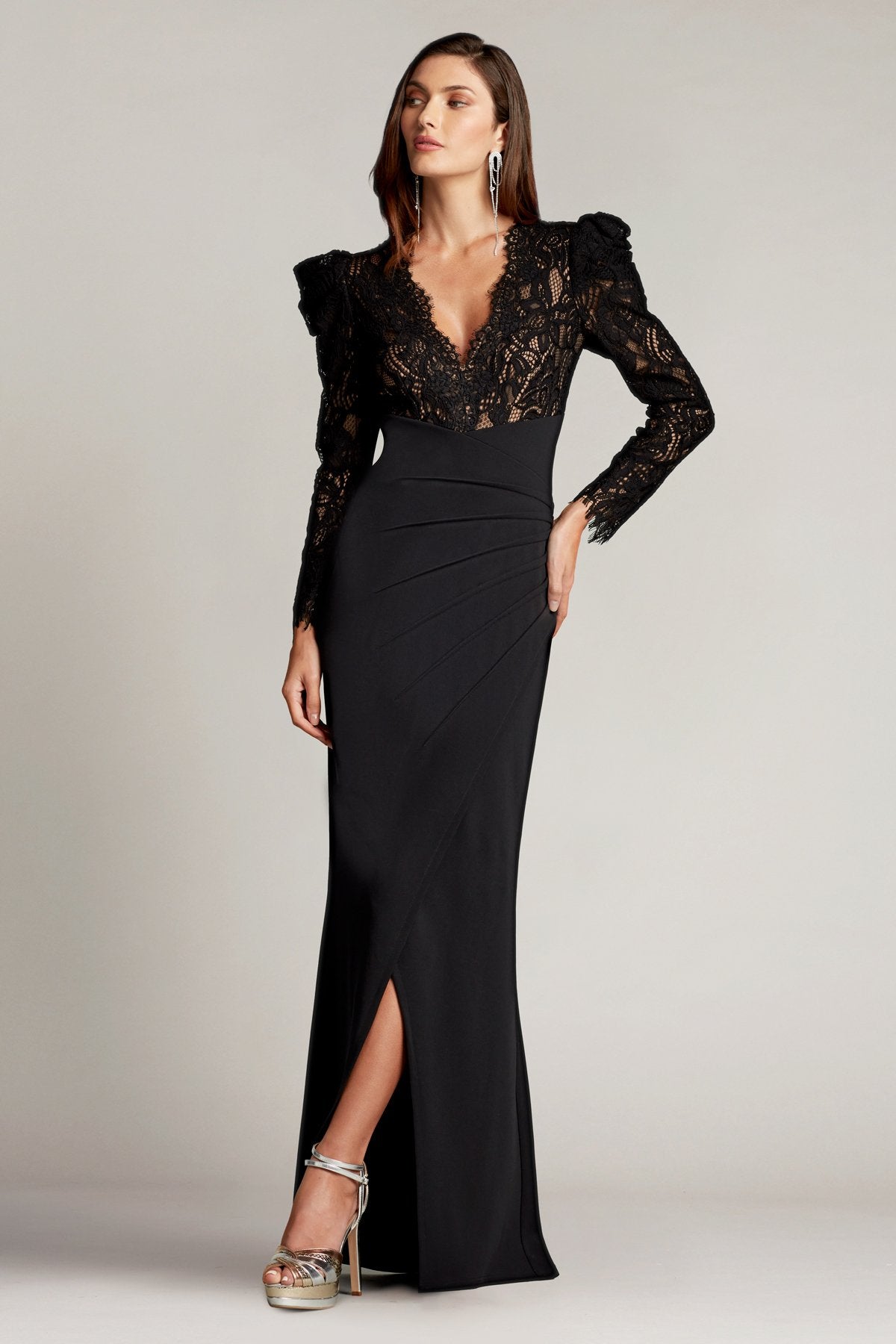 TADASHI SHOJI - BTF21173LX - MARSHAL CREPE & LACE GOWN