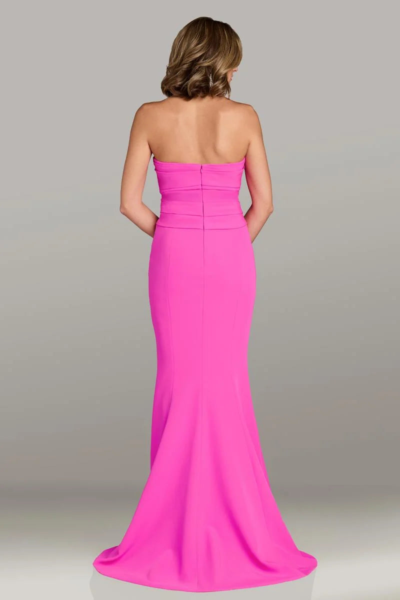 Gia Francio 12541 strapless gown in hot pink with double bow accent and mermaid hem, perfect for formal evening events.