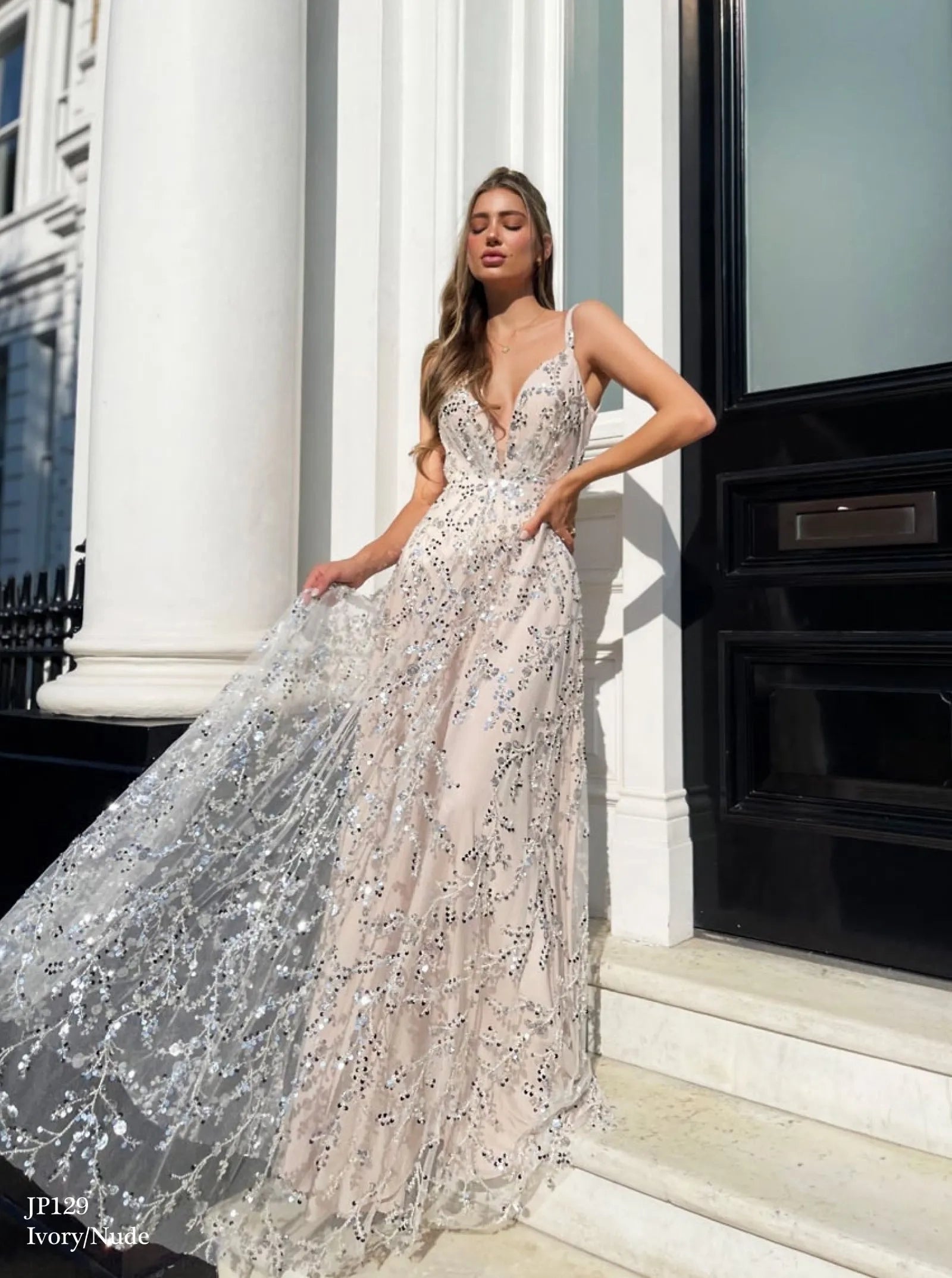 Jadore JP129 Embellished A Line Evening Gown