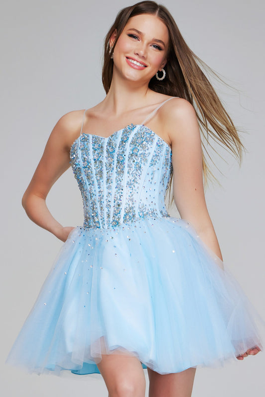 Jovani - K62533 - Fit and Flare Beaded Corset Dress