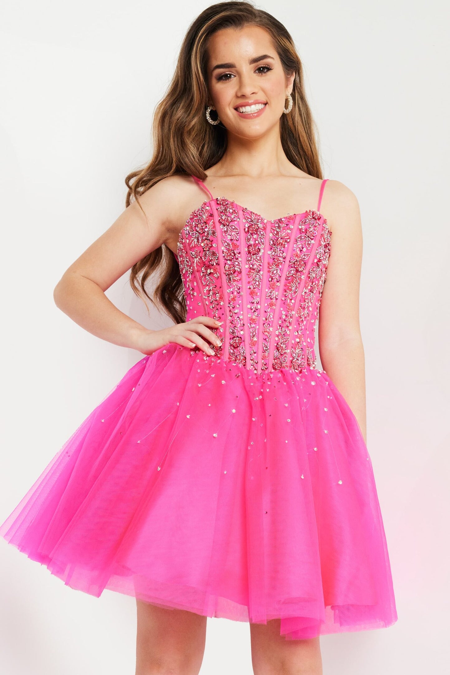 Jovani - K62533 - Fit and Flare Beaded Corset Dress