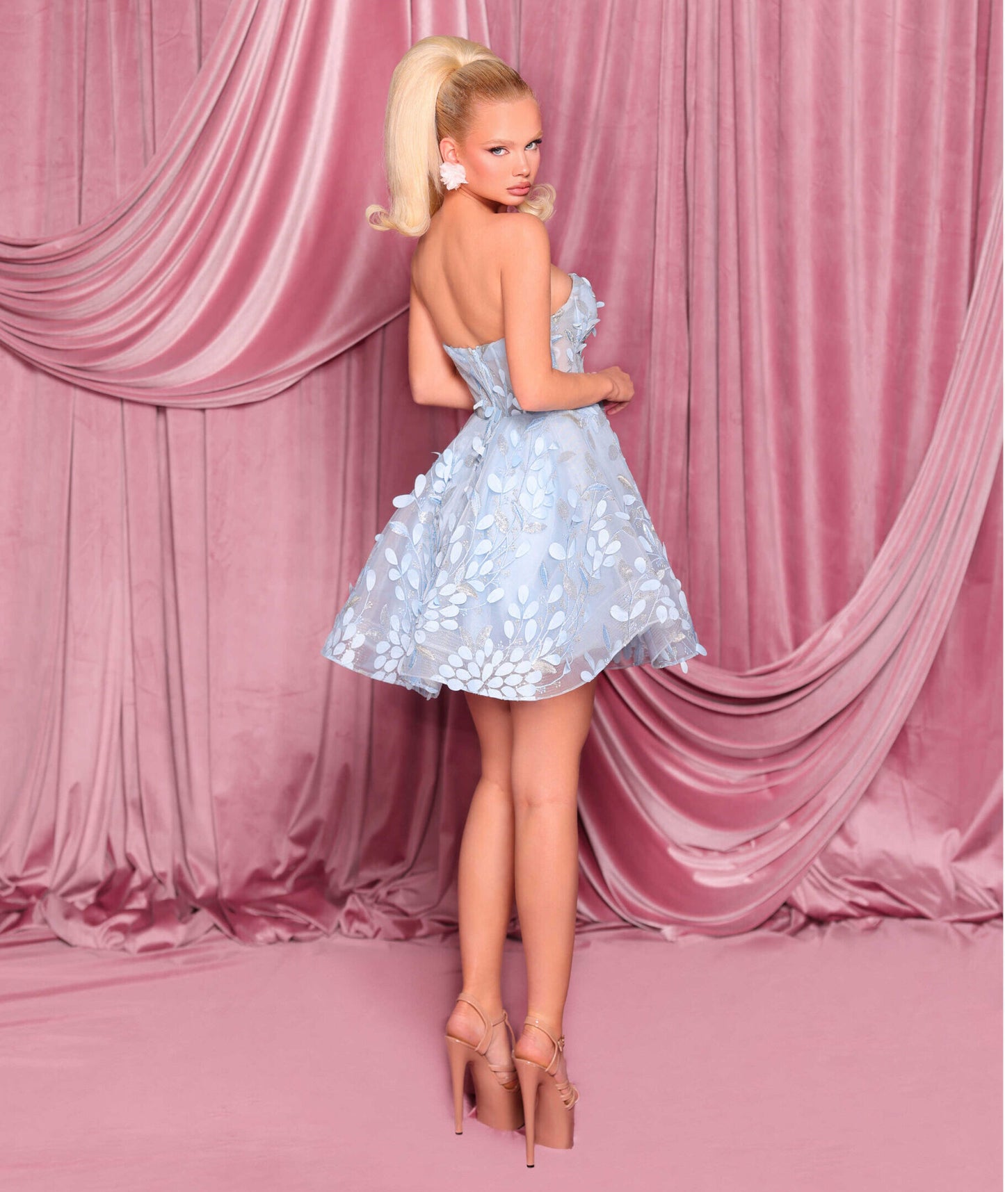 Nicoletta - NC3086 - Strapless Embroidered Fit and Flare Mini Dress