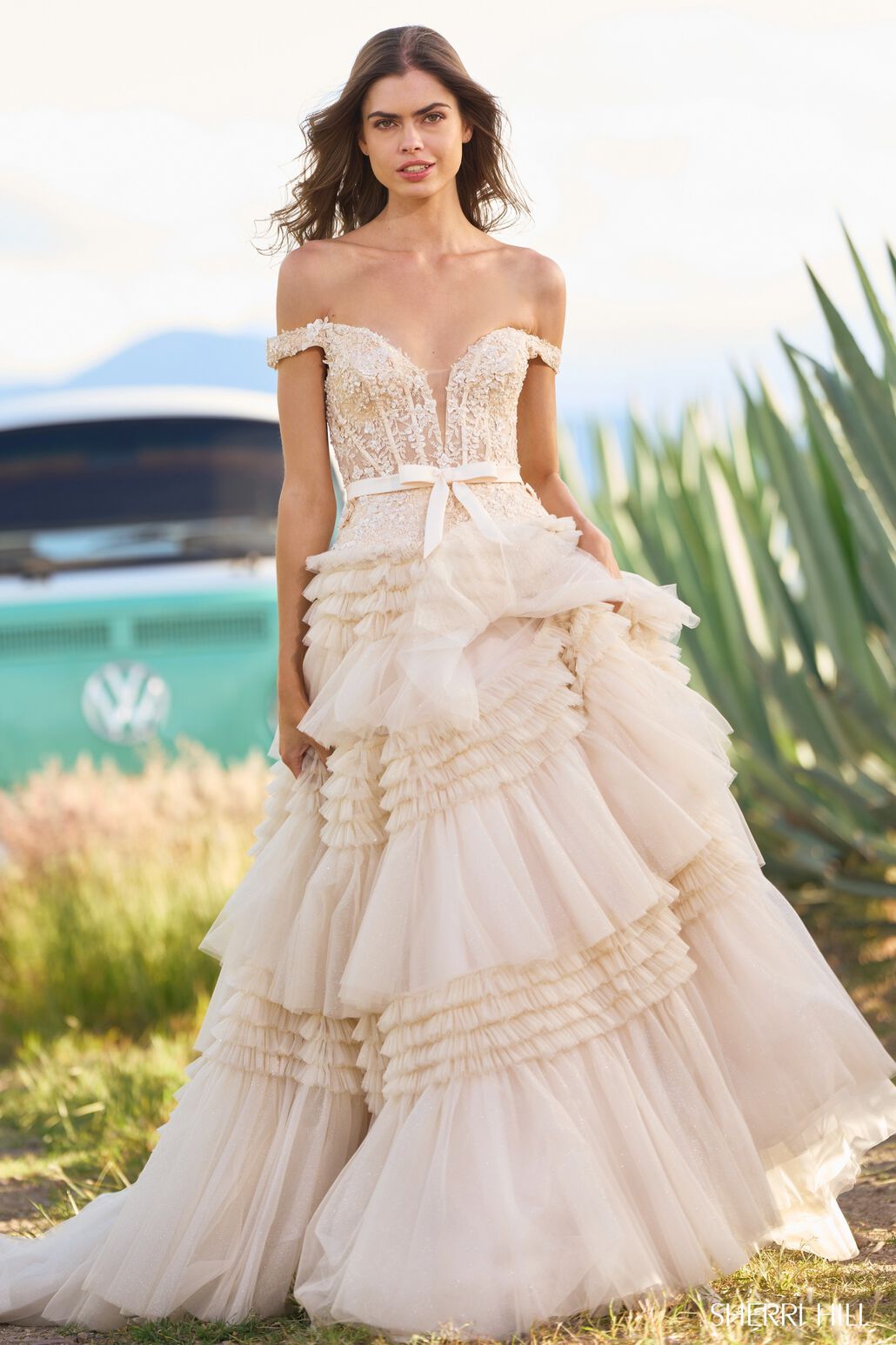 SHERRI HILL - 55309 - Tulle Ballgown with Lace Corset Bodice