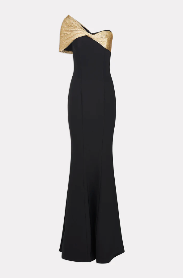 Theia 8818850 Asymmetric Neck Fit and Flare Gown, a floor-length dress with an asymmetric neckline and sleeve, draped bodice, ideal for special occasions and mothers of the bride or groom.