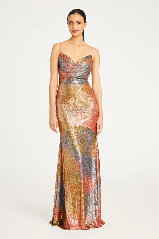 THEIA - 8819831 - BRYNN COWL NECK SEQUIN GOWN