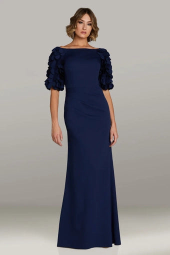 Gia Franco 12419 - An elegant off-the-shoulder evening gown with 3D pedal sleeves, perfect for special evenings and as a Mother of the Bride or Groom ensemble.
