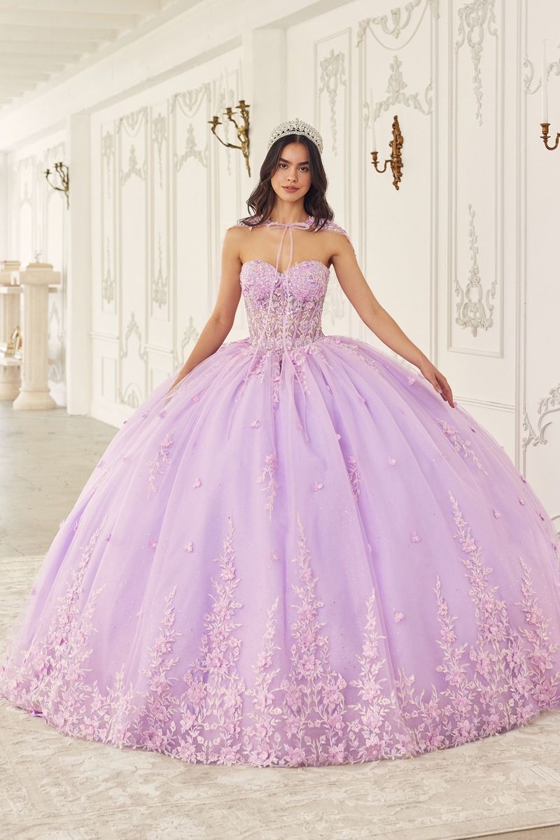 Ladivine - 15723 - Strapless Ball Gown with Removable Caplet