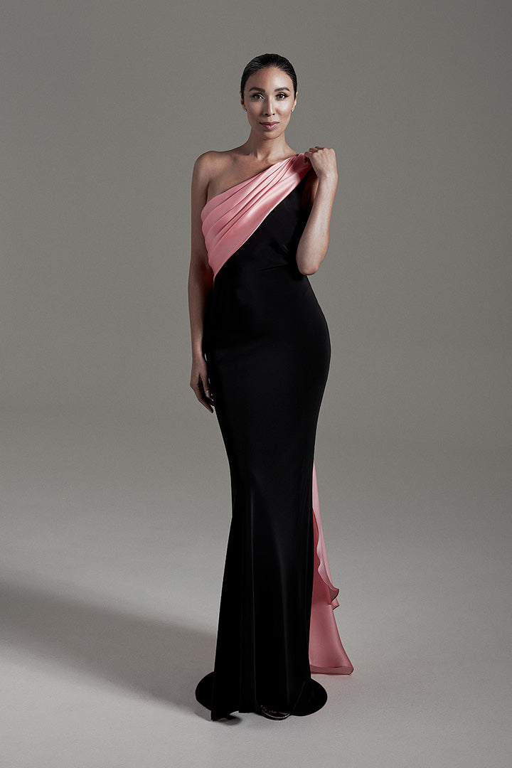 Wayne Clark - 5807 - One-Shoulder Draped Gown