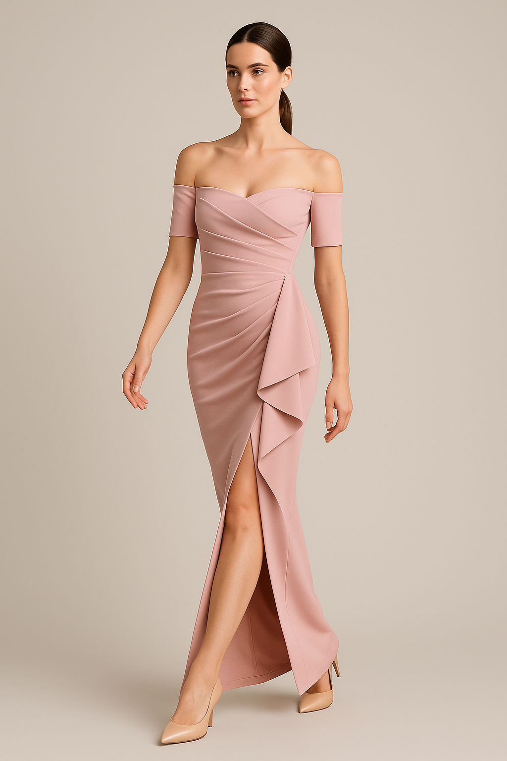 Chiara Boni - Mirla - Off-Shoulder Draped Slit Gown