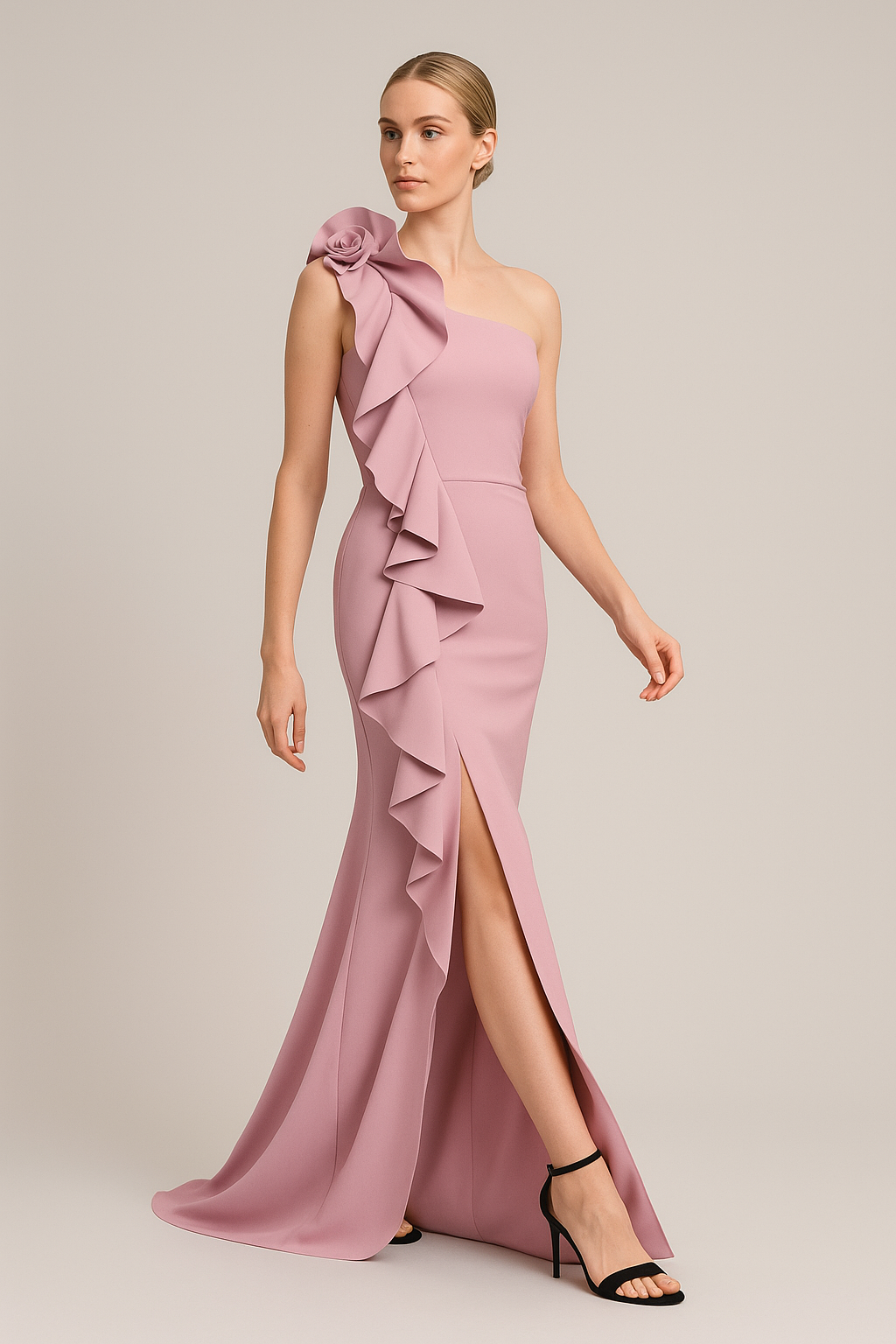 Chiara Boni - Pervinca Long - One-Shoulder Ruffled Gown