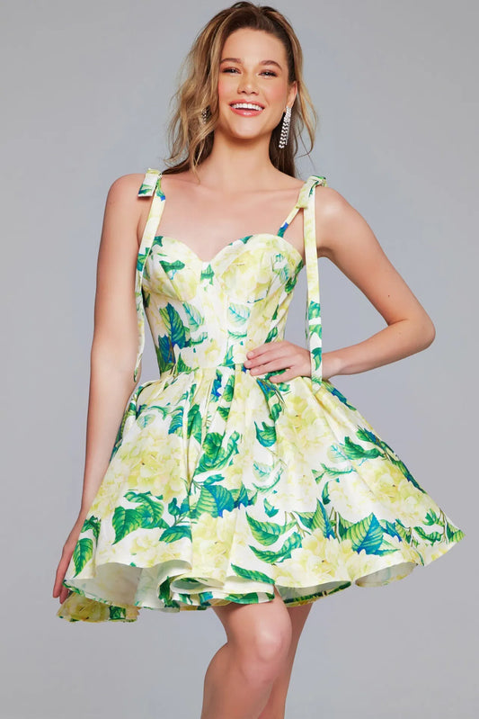 Jovani - JVN39881 - Strapless Floral Mini Dress