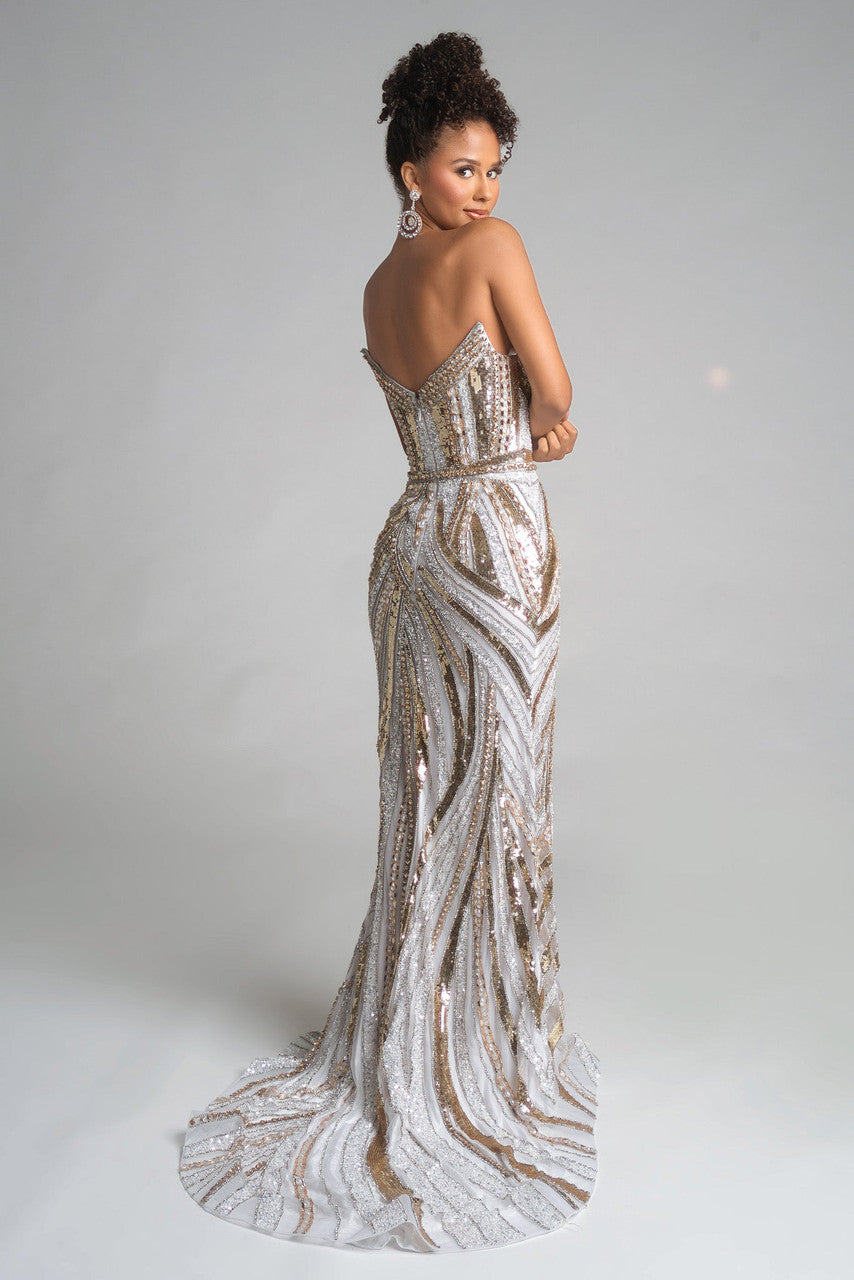 Portia & Scarlett - PS25984C - Strapless Embellished High-Slit Gown