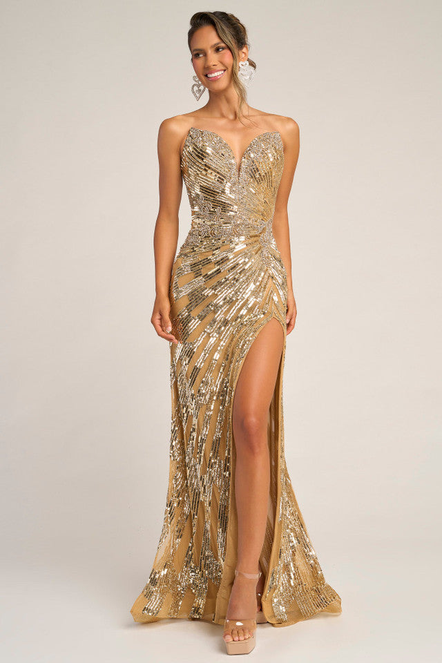 Portia&Scarlett - PS26413C - Embellished Strapless High-Slit Gown