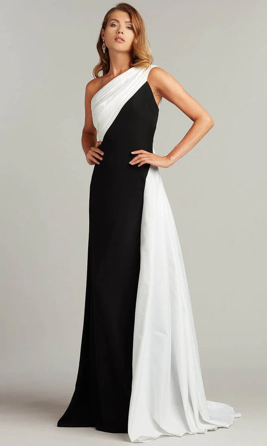 TADASHI SHOJI - ALG19908L - ARDA ONE-SHOULDER CREPE & TAFFETA GOWN