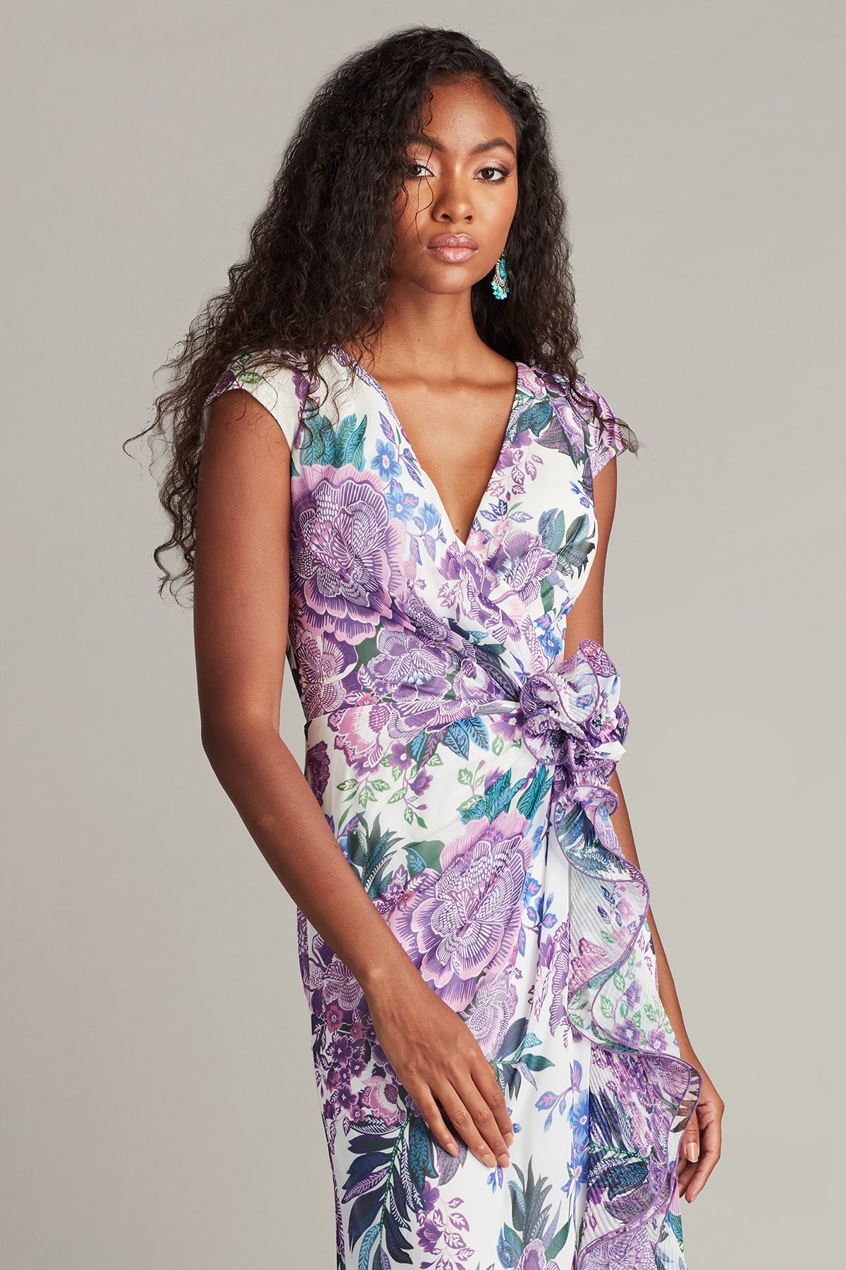 Tadashi Shoji - CHZ25459L - Cap Sleeve Floral Evening Gown