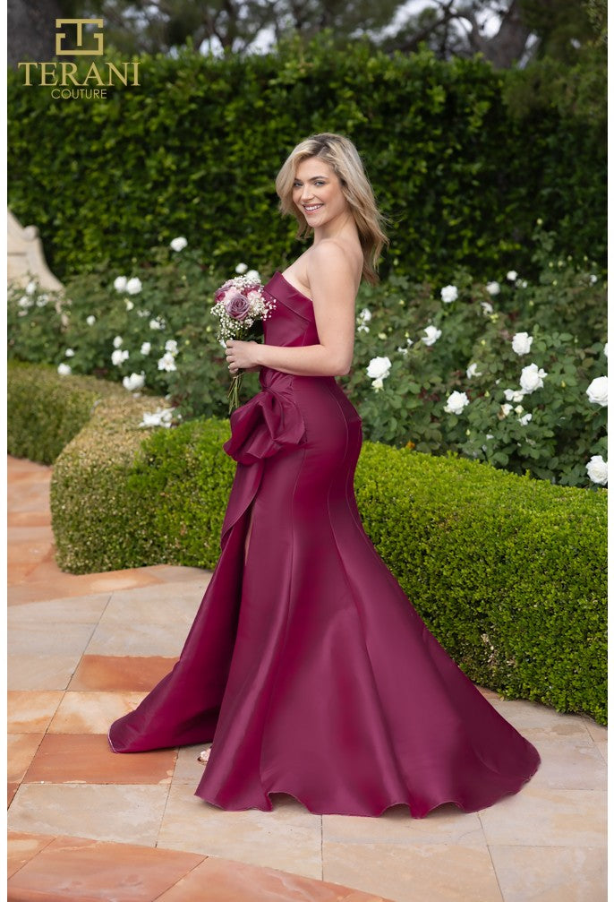 TERANI - 2111P4019 - Off-Shoulder Neckline Draped Bow Gown