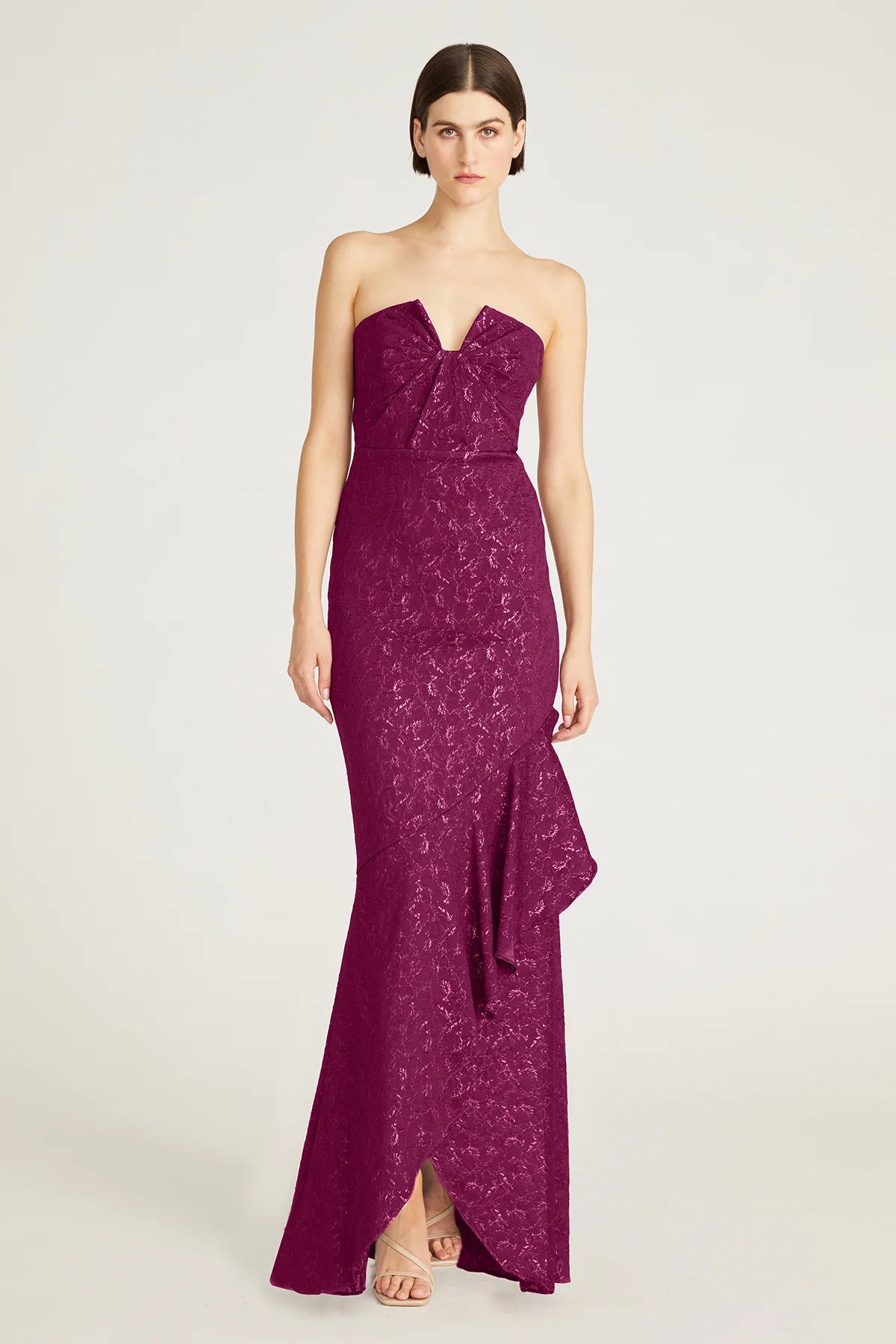 THEIA - 88110276 - AIMEE STRAPLESS JACQUARD GOWN