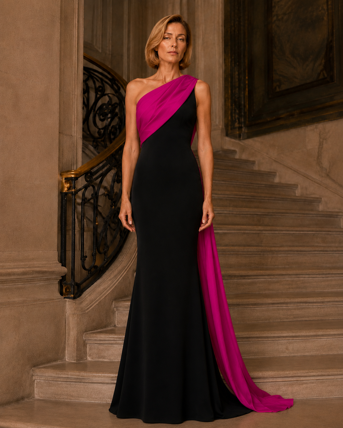Wayne Clark - 5807 - One-Shoulder Draped Gown