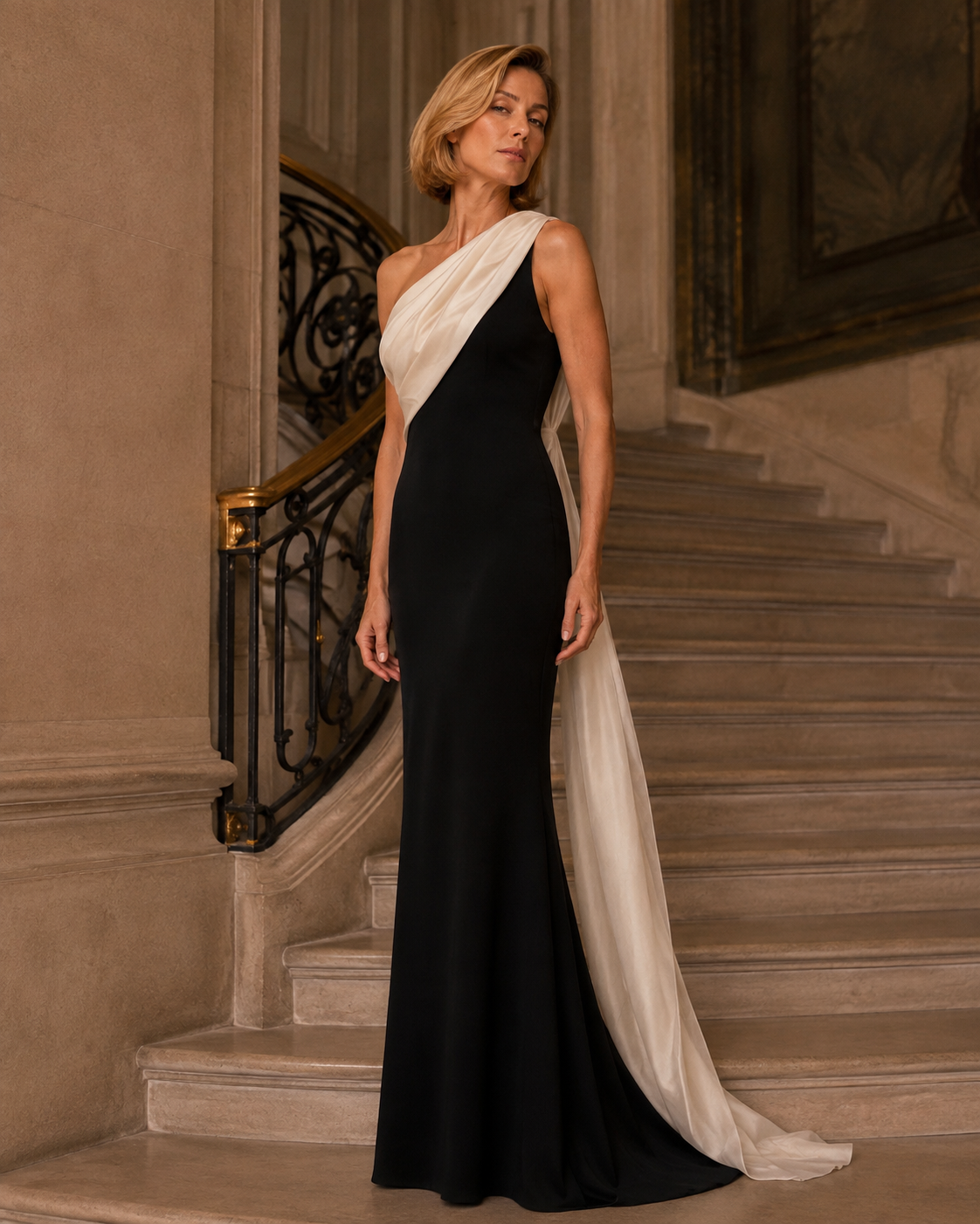 Wayne Clark - 5807 - One-Shoulder Draped Gown
